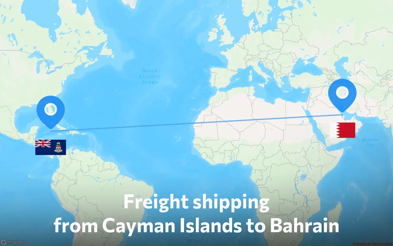 Shipping route from Cayman Islands to Bahrain