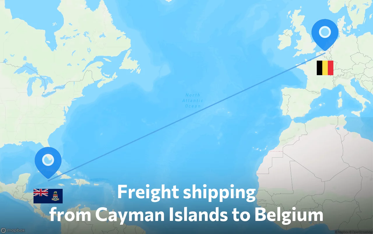 Shipping route from Cayman Islands to Belgium