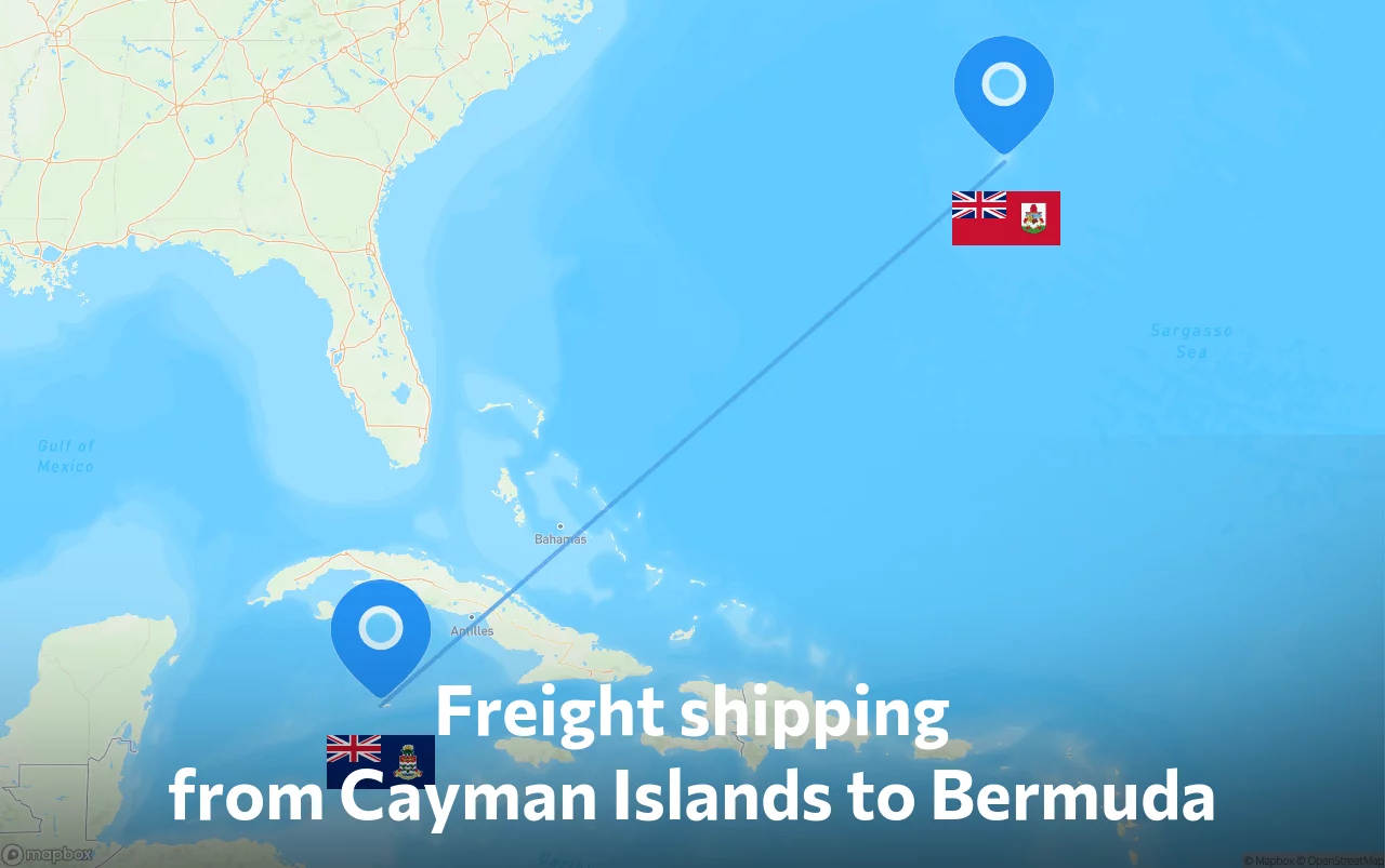 Shipping route from Cayman Islands to Bermuda