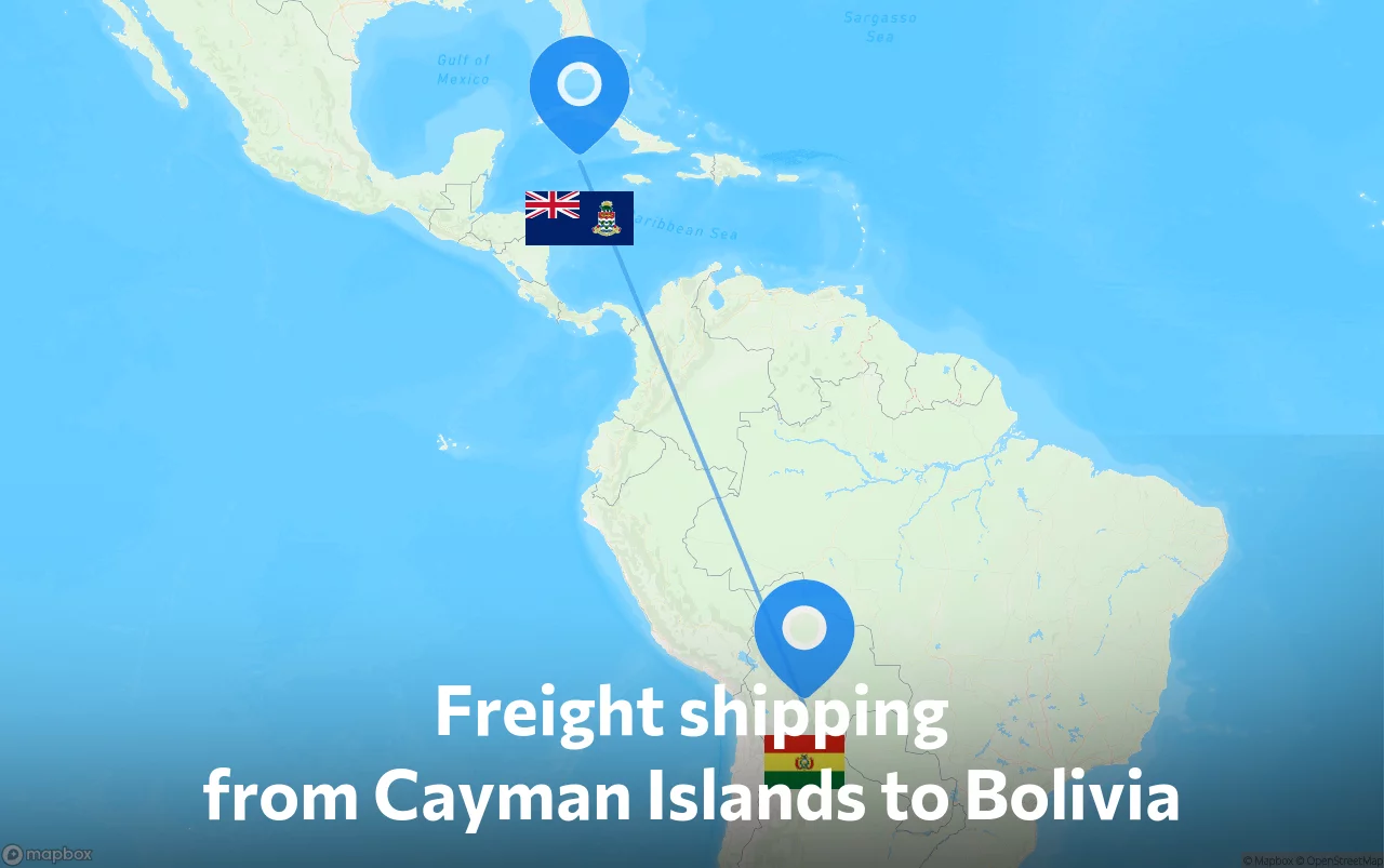 Shipping route from Cayman Islands to Bolivia