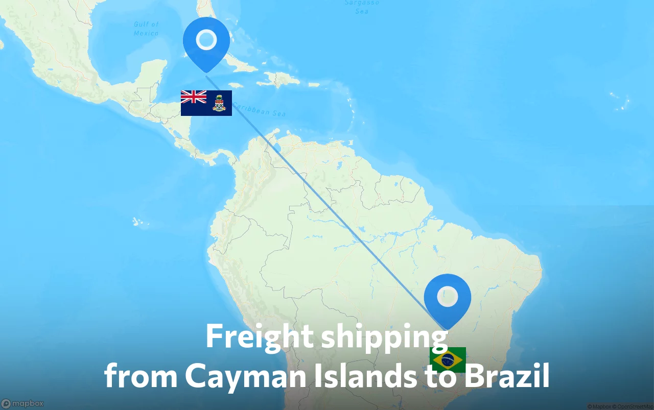 Shipping route from Cayman Islands to Brazil