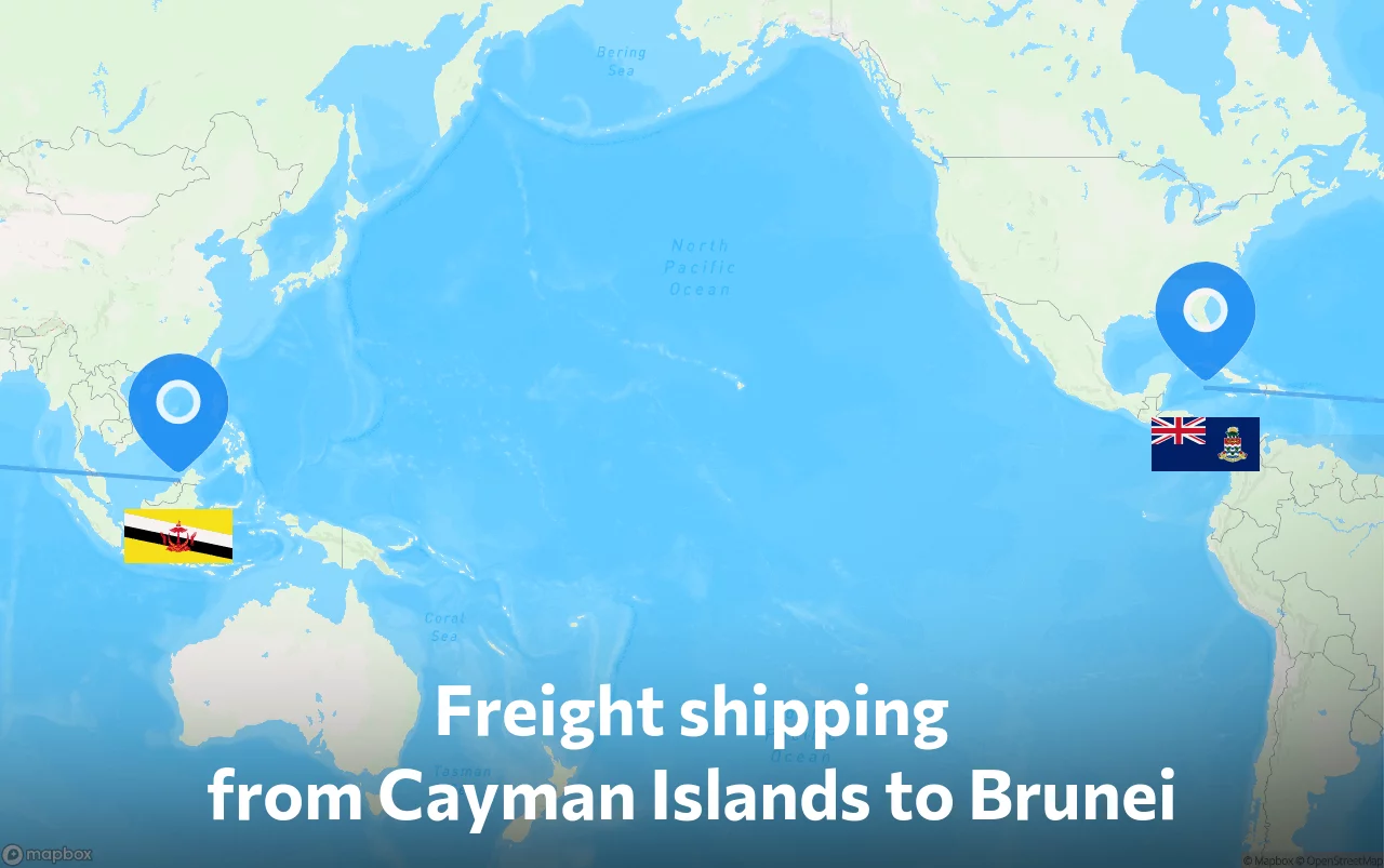 Shipping route from Cayman Islands to Brunei