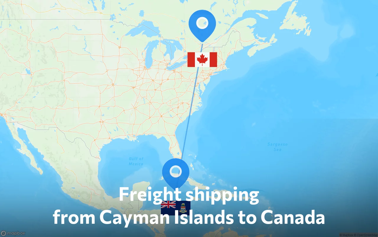 Shipping route from Cayman Islands to Canada