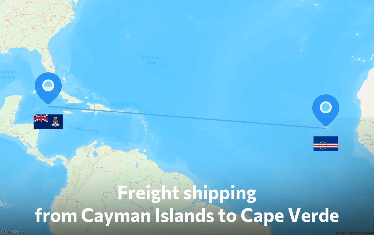 Shipping route from Cayman Islands to Cape Verde