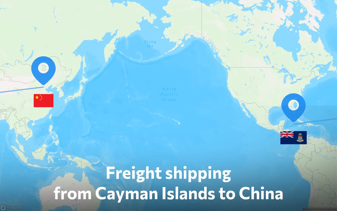 Shipping route from Cayman Islands to China