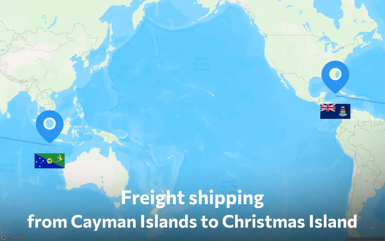 Shipping route from Cayman Islands to Christmas Island