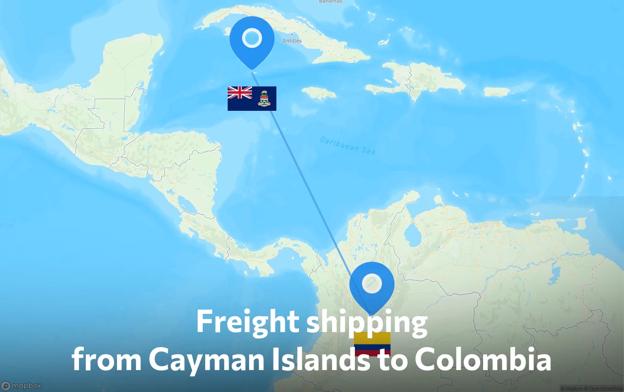 Shipping route from Cayman Islands to Colombia