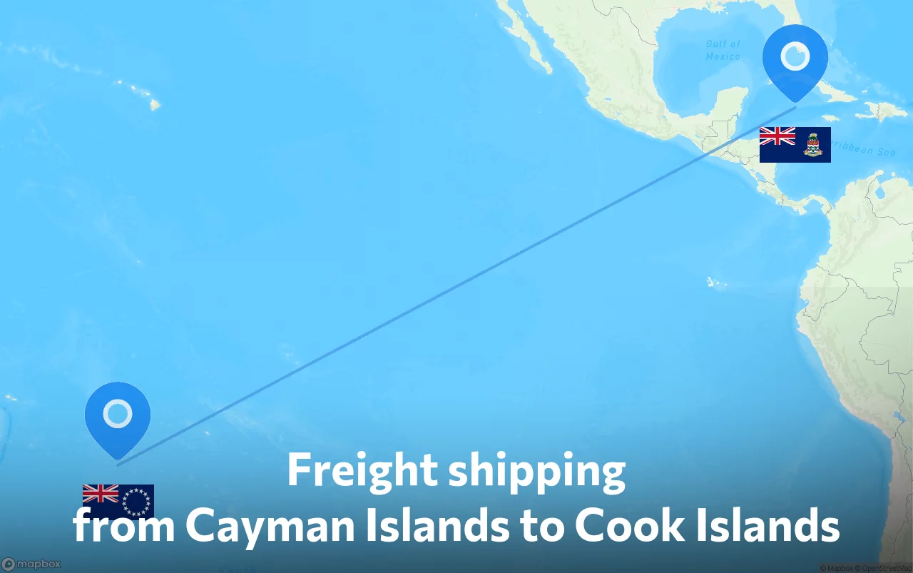 Shipping route from Cayman Islands to Cook Islands