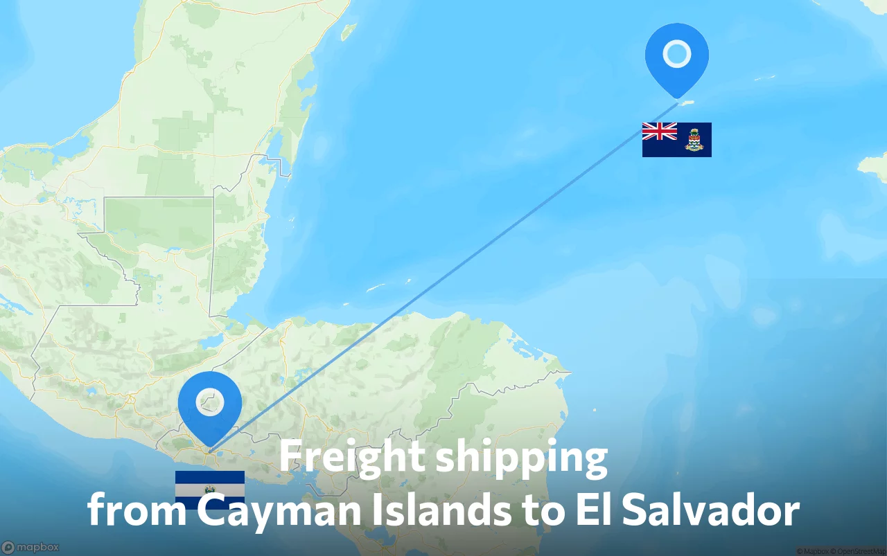 Shipping route from Cayman Islands to El Salvador