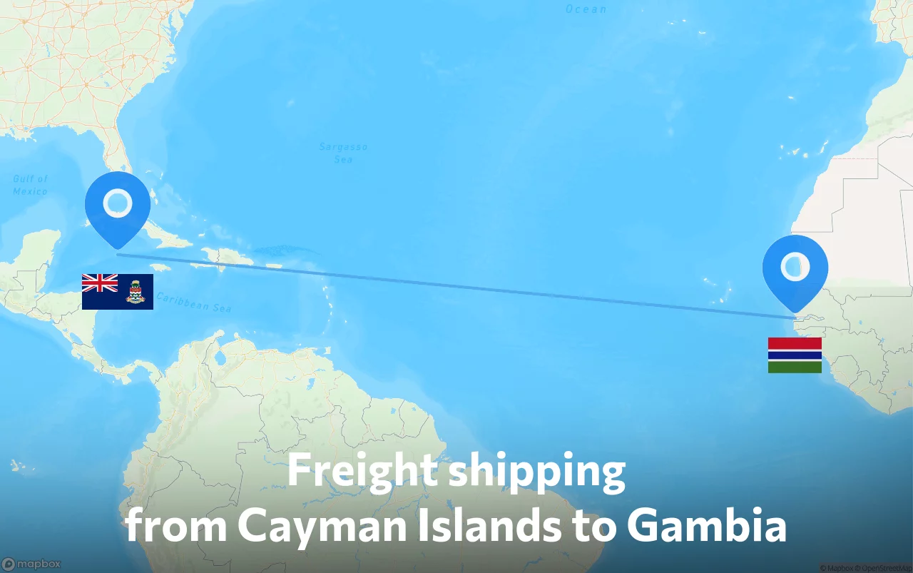 Shipping route from Cayman Islands to Gambia