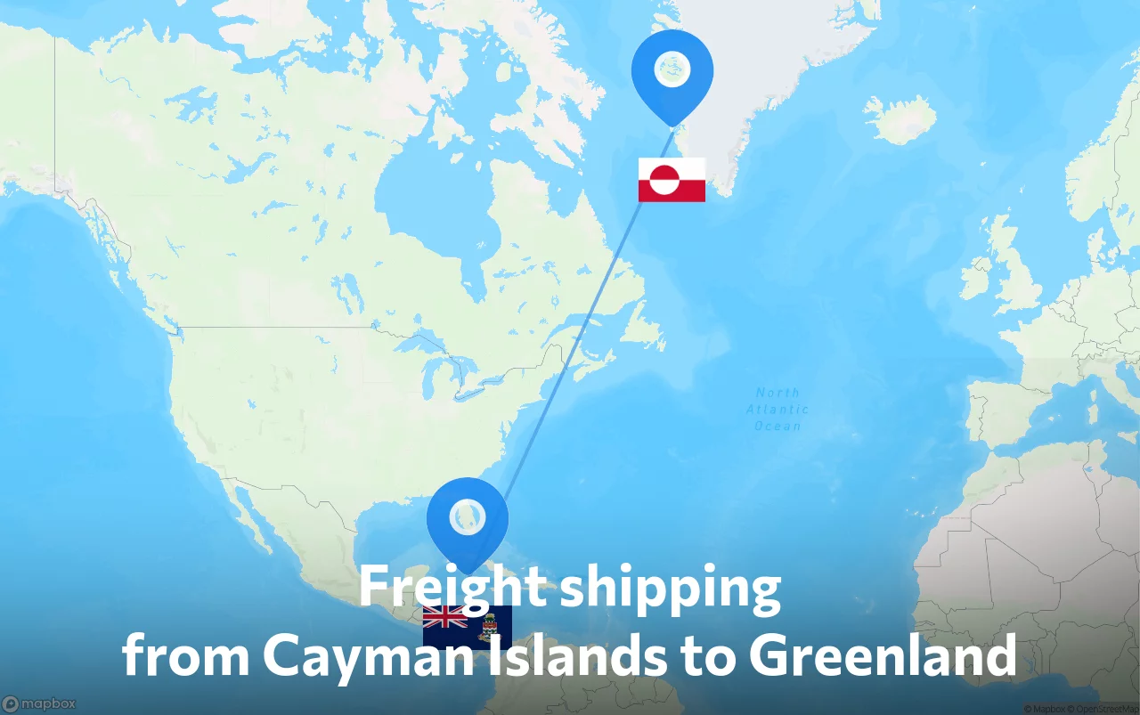 Shipping route from Cayman Islands to Greenland