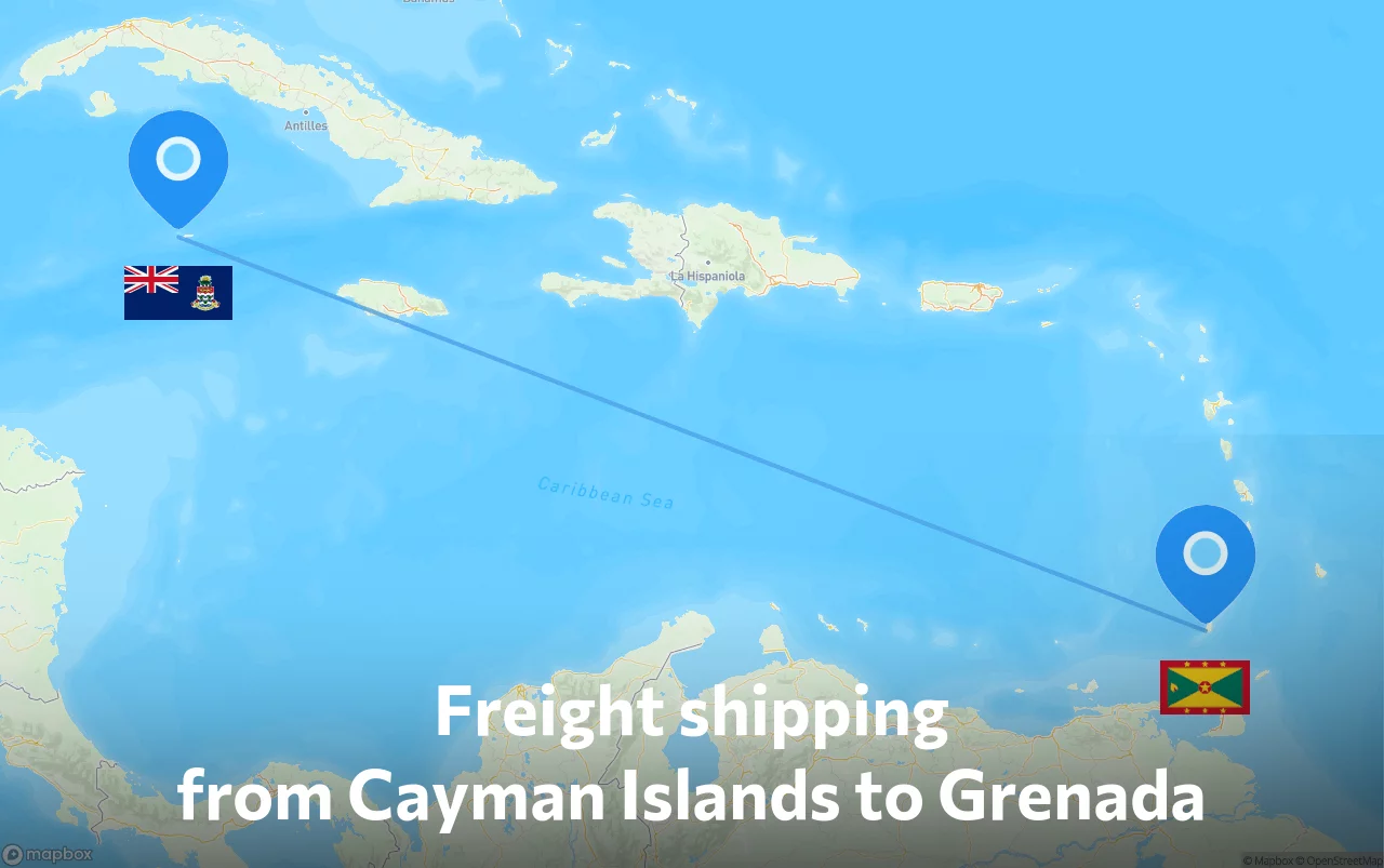 Shipping route from Cayman Islands to Grenada