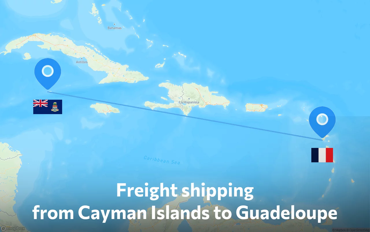 Shipping route from Cayman Islands to Guadeloupe