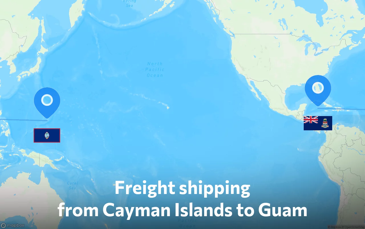 Shipping route from Cayman Islands to Guam