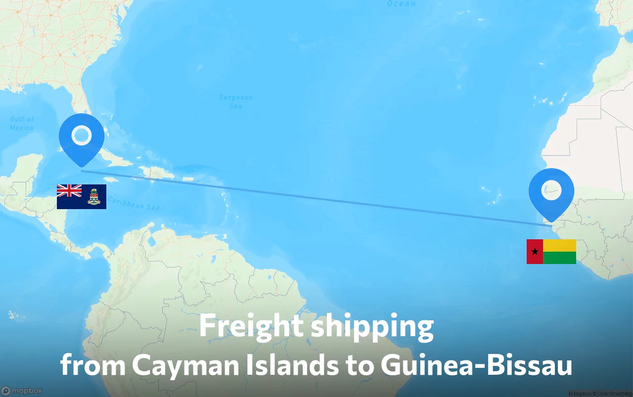Shipping route from Cayman Islands to Guinea-Bissau
