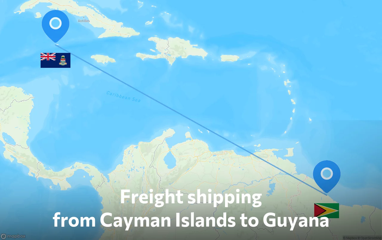 Shipping route from Cayman Islands to Guyana