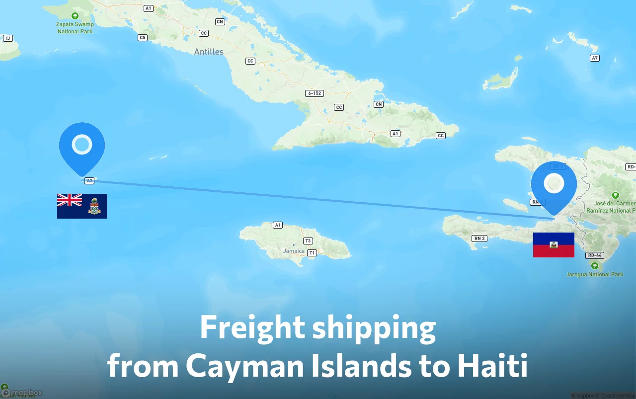 Shipping route from Cayman Islands to Haiti