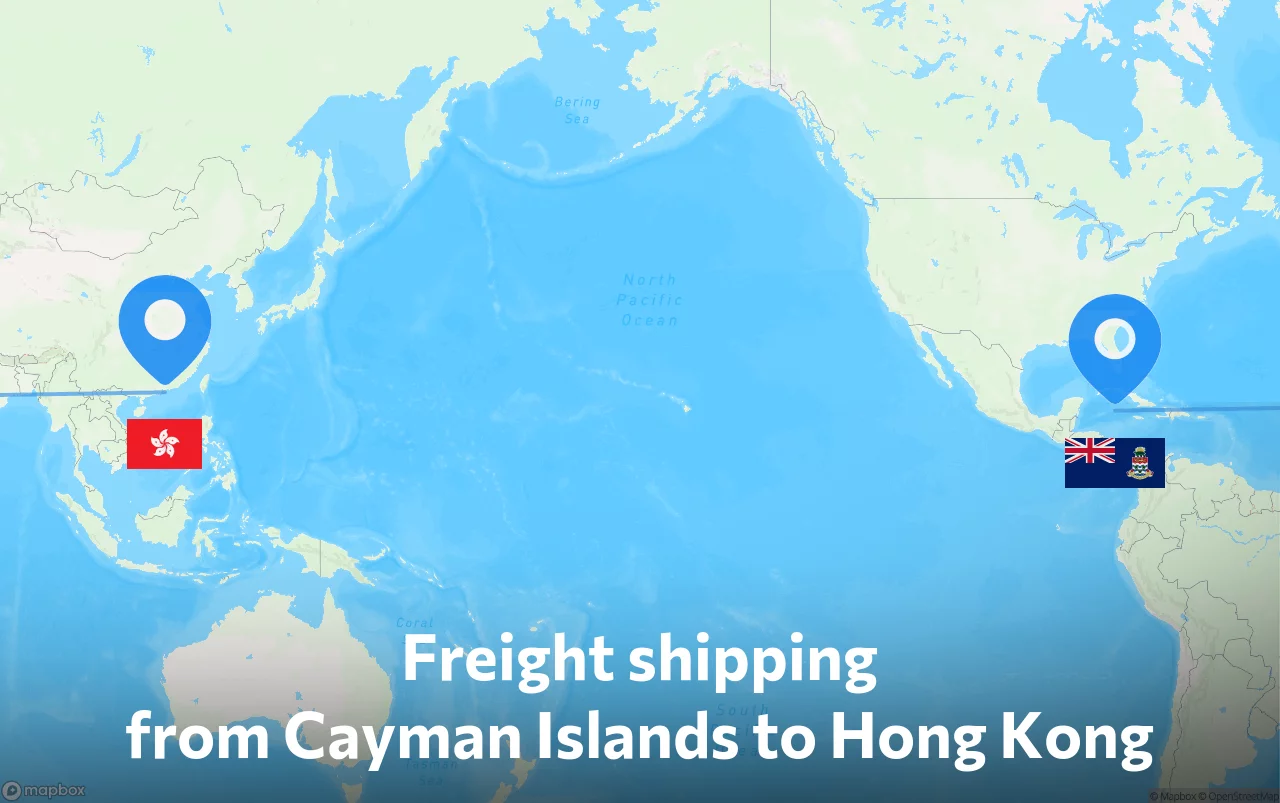 Shipping route from Cayman Islands to Hong Kong