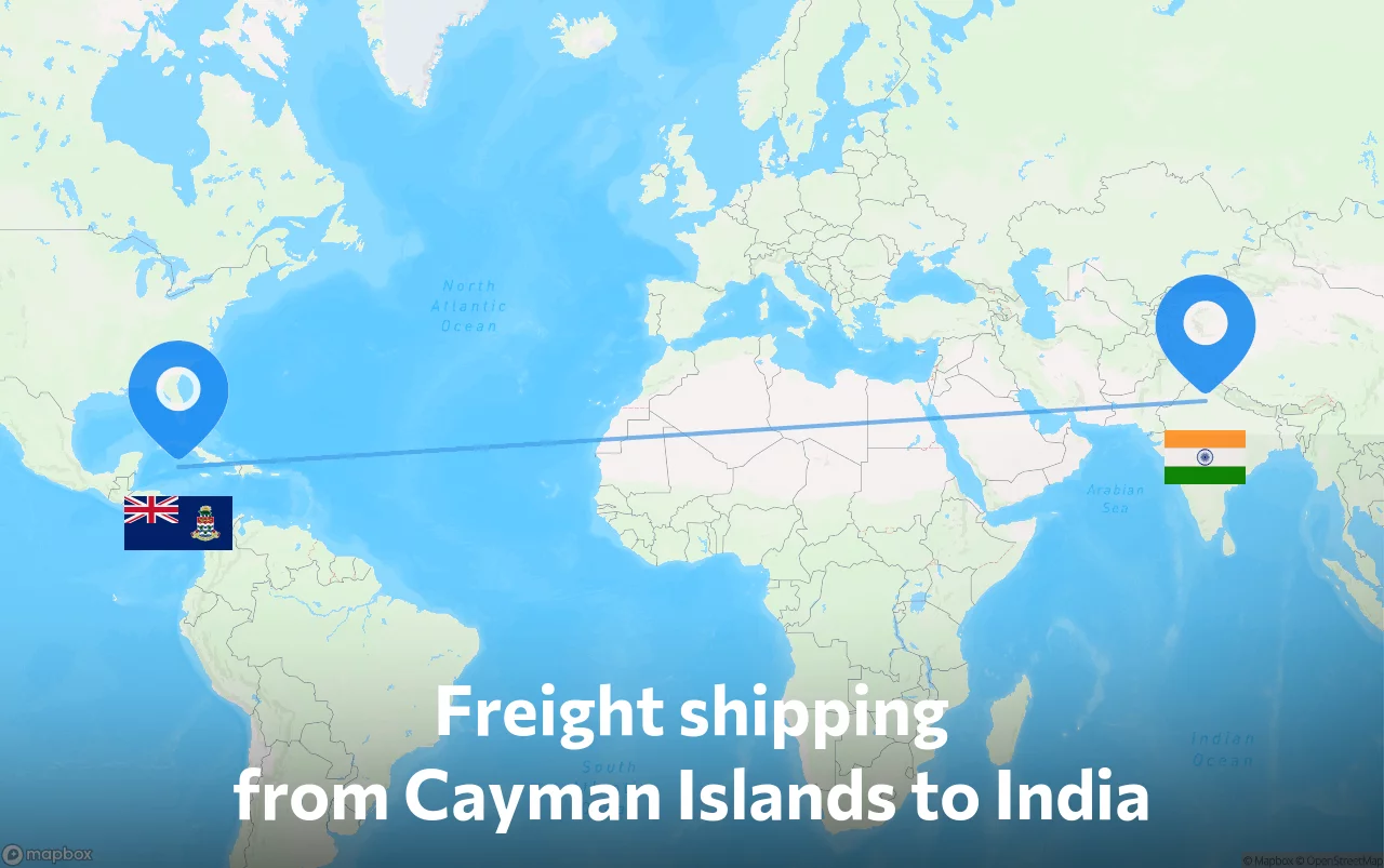 Shipping route from Cayman Islands to India