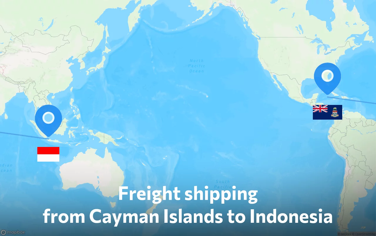 Shipping route from Cayman Islands to Indonesia