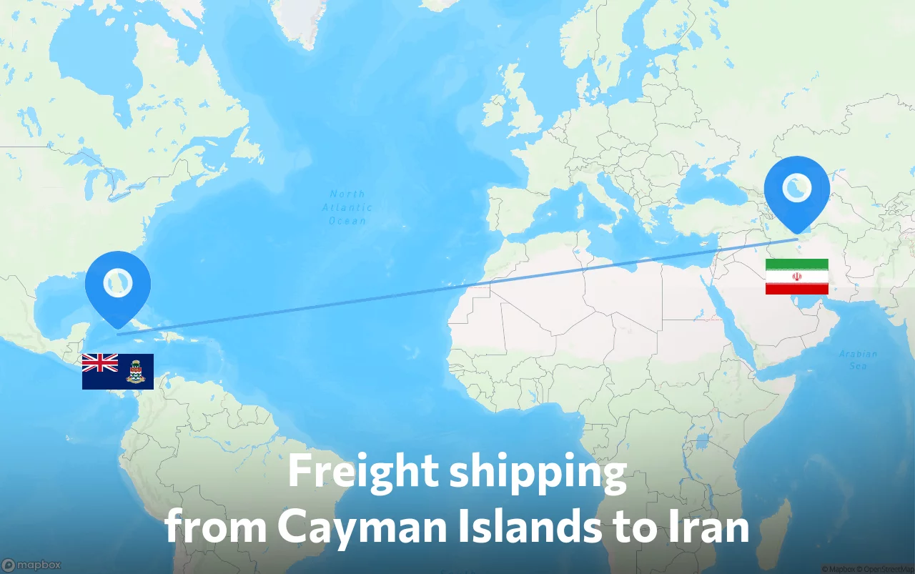 Shipping route from Cayman Islands to Iran