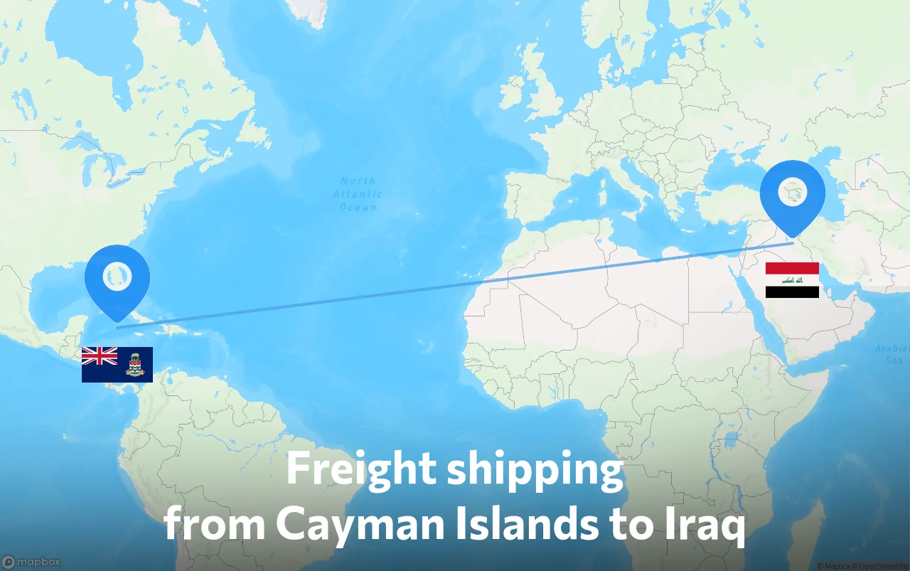 Shipping route from Cayman Islands to Iraq