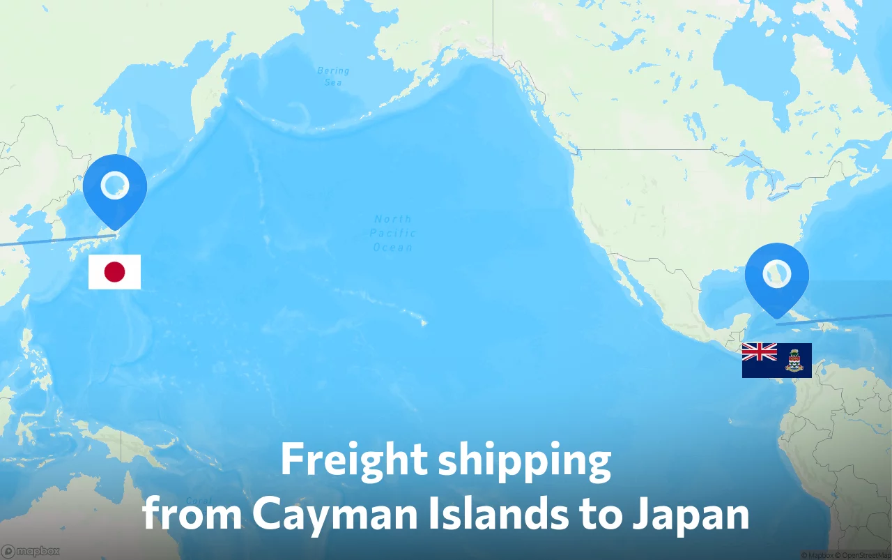 Shipping route from Cayman Islands to Japan