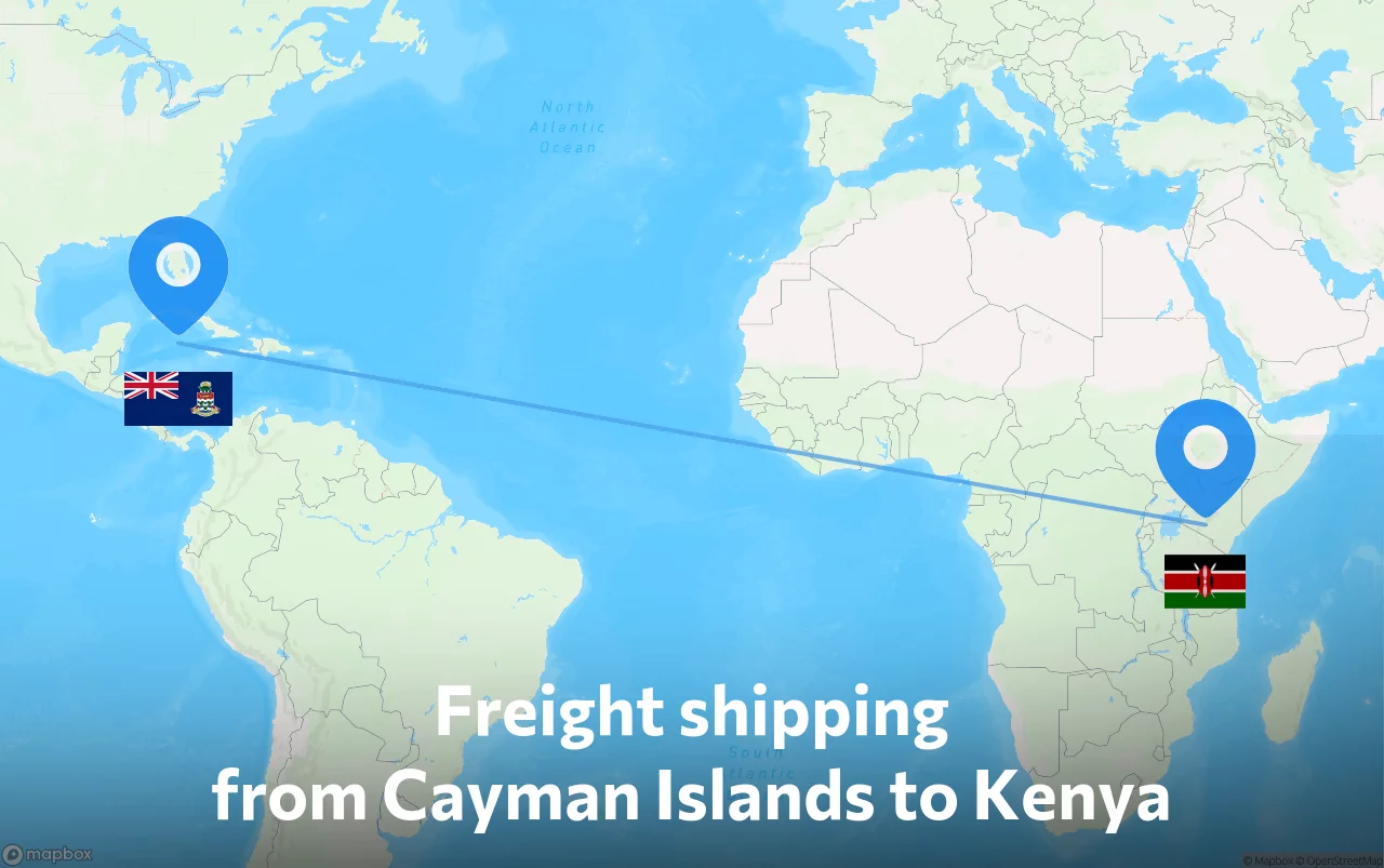 Shipping route from Cayman Islands to Kenya