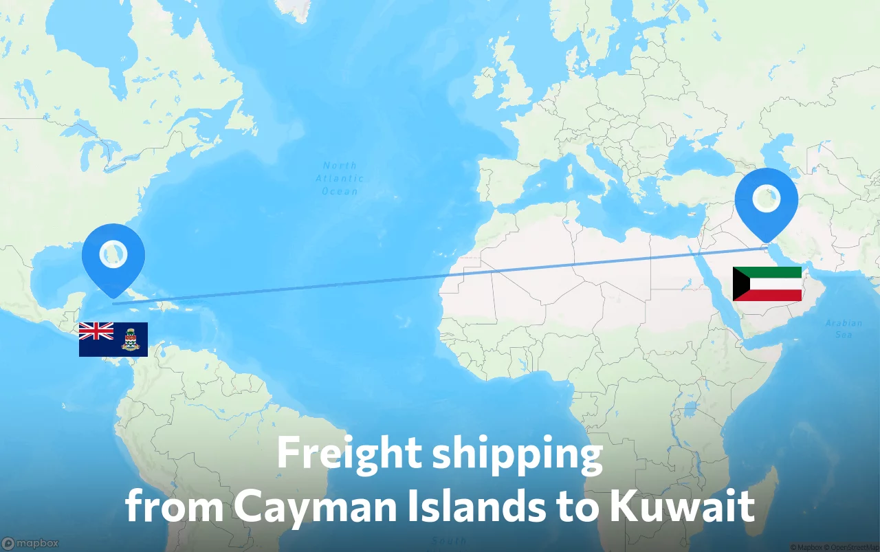 Shipping route from Cayman Islands to Kuwait