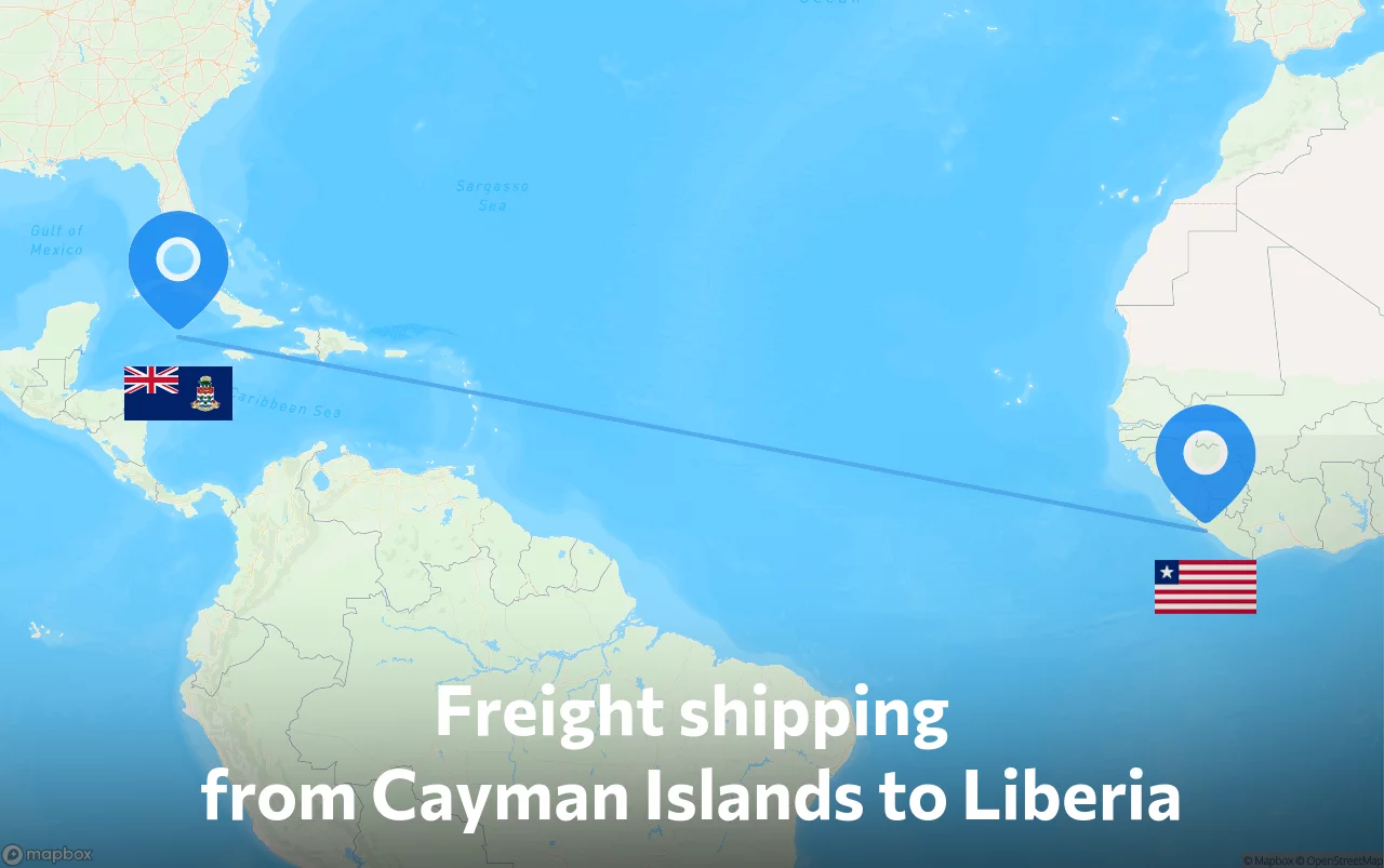 Shipping route from Cayman Islands to Liberia