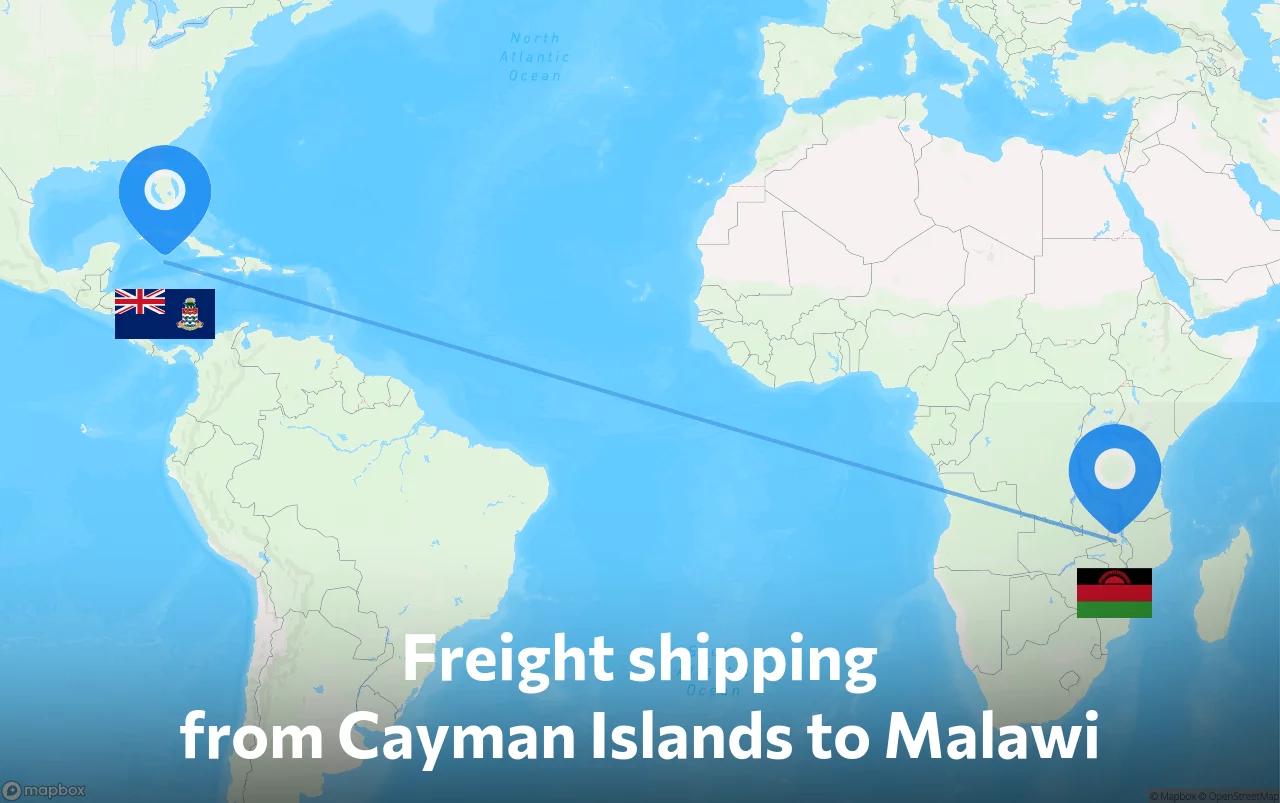 Shipping route from Cayman Islands to Malawi