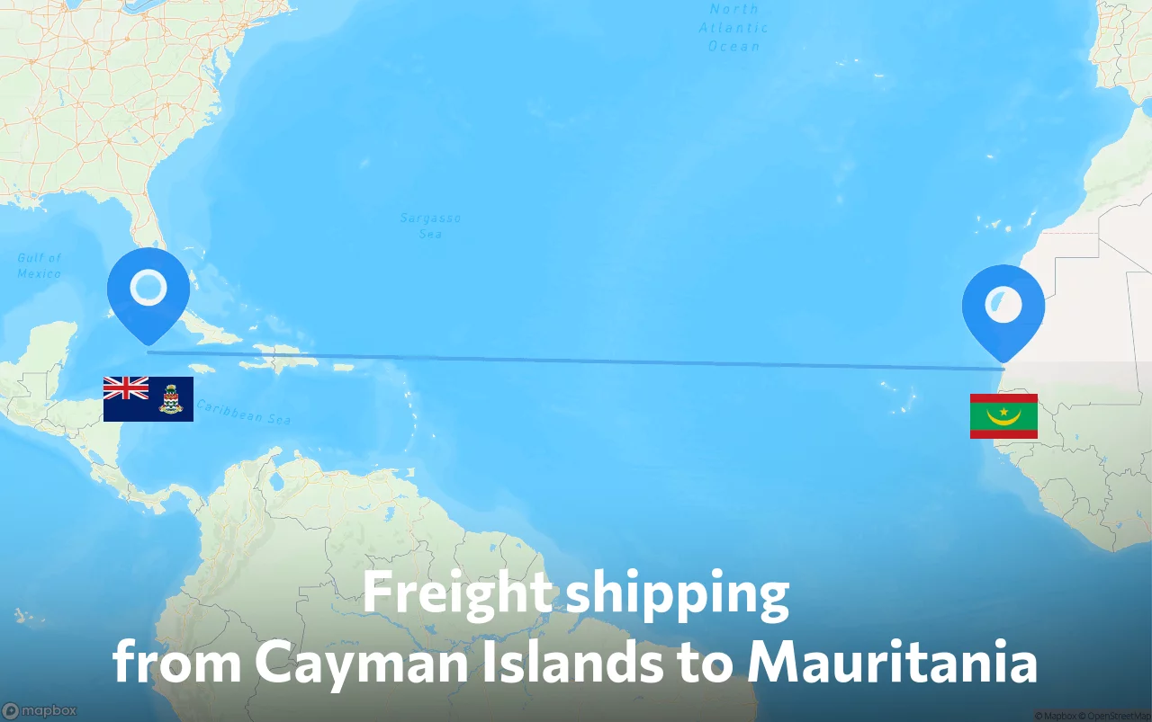 Shipping route from Cayman Islands to Mauritania