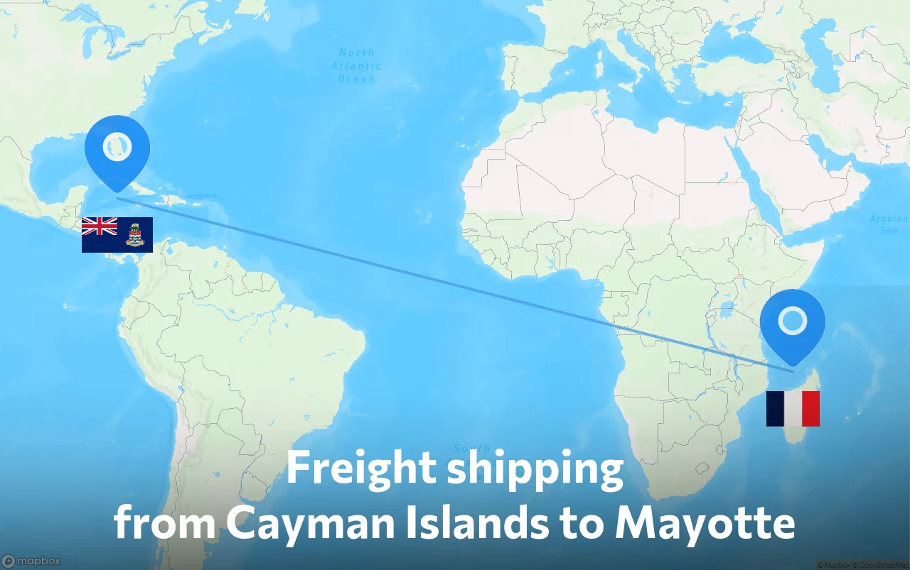 Shipping route from Cayman Islands to Mayotte
