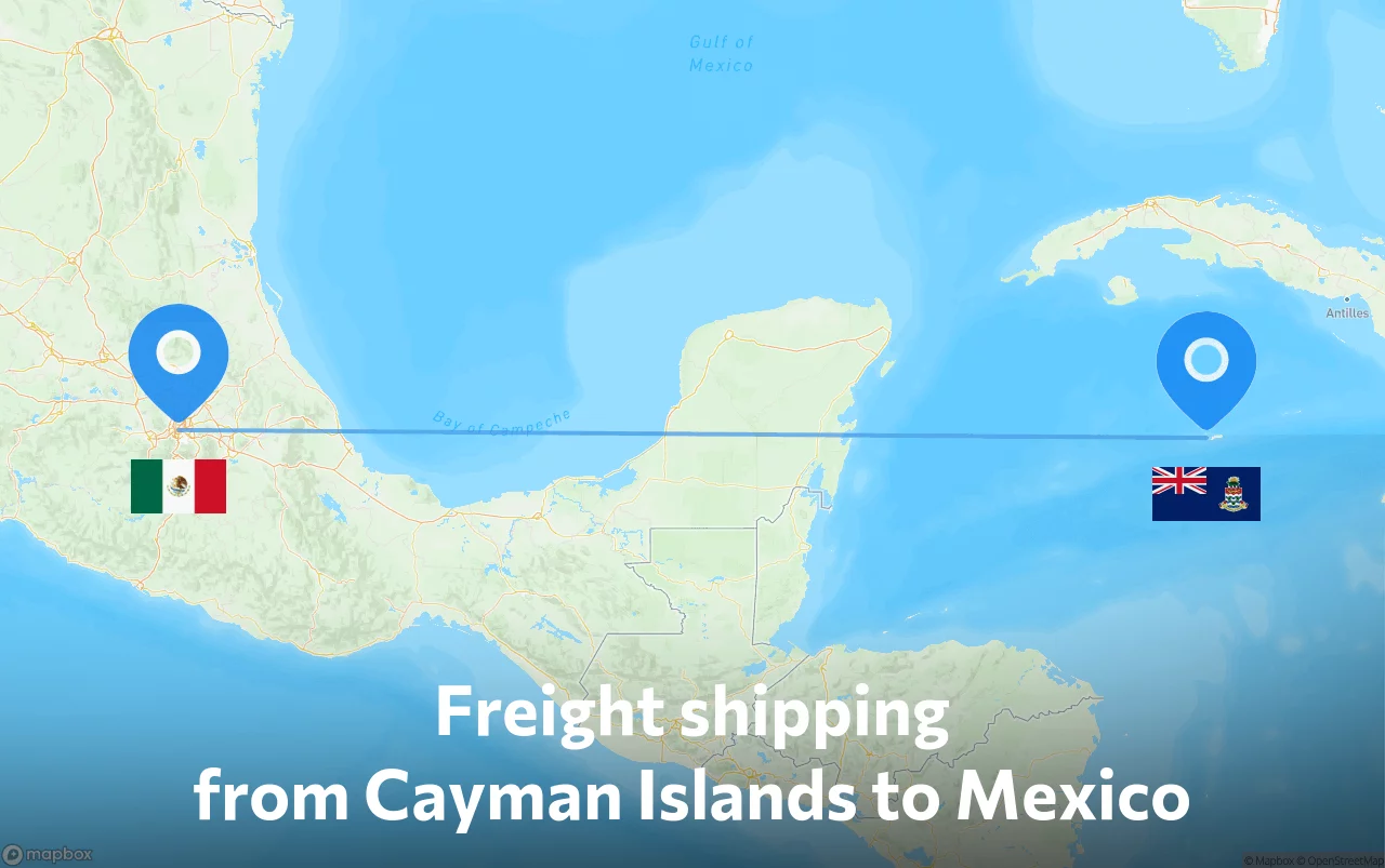 Shipping route from Cayman Islands to Mexico