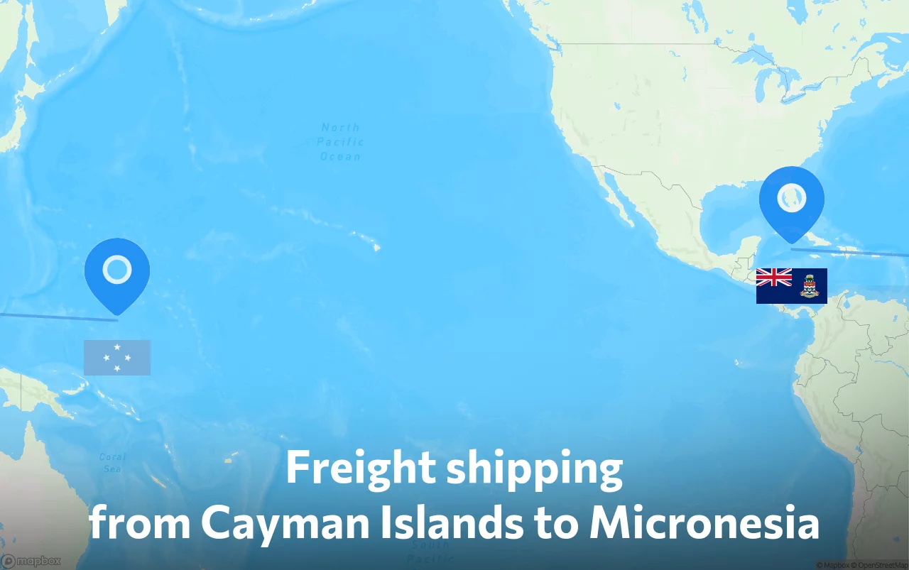 Shipping route from Cayman Islands to Micronesia