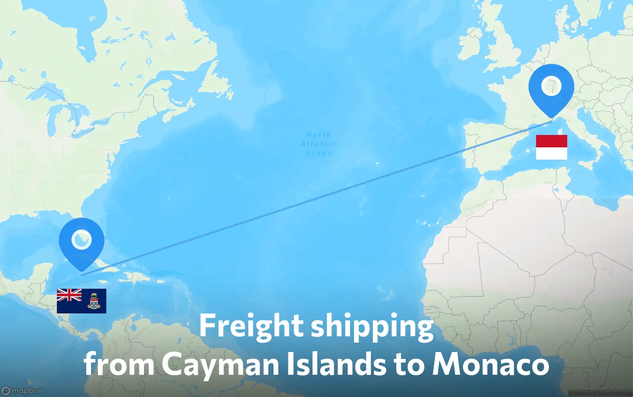 Shipping route from Cayman Islands to Monaco