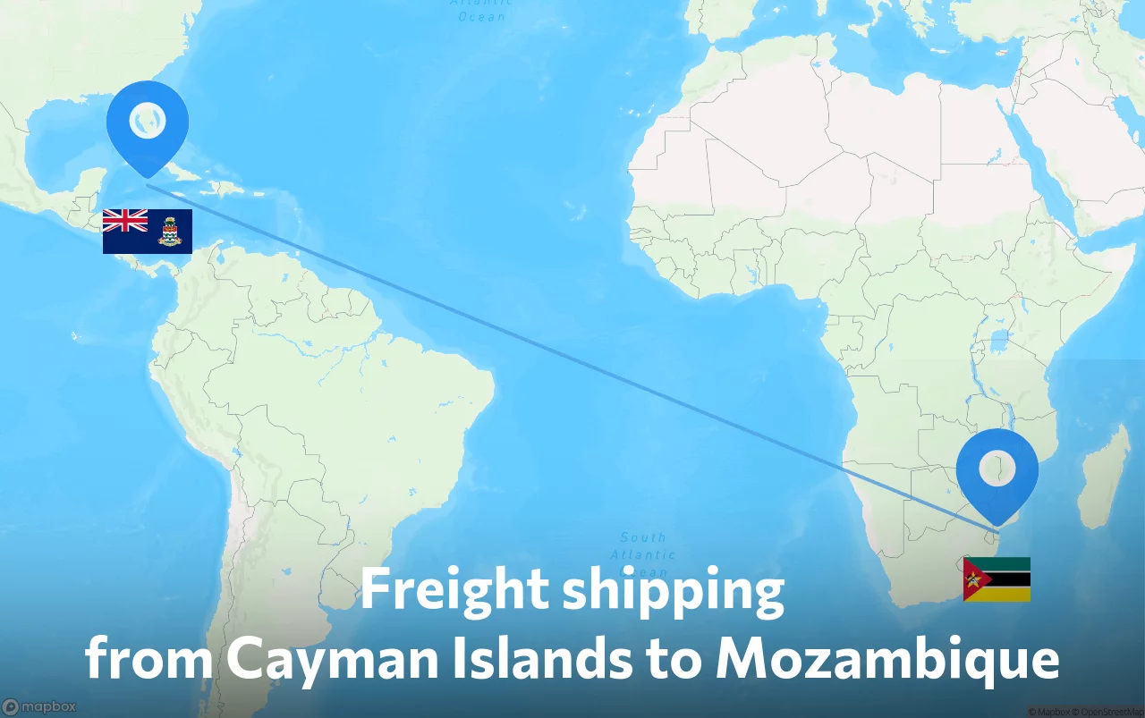 Shipping route from Cayman Islands to Mozambique