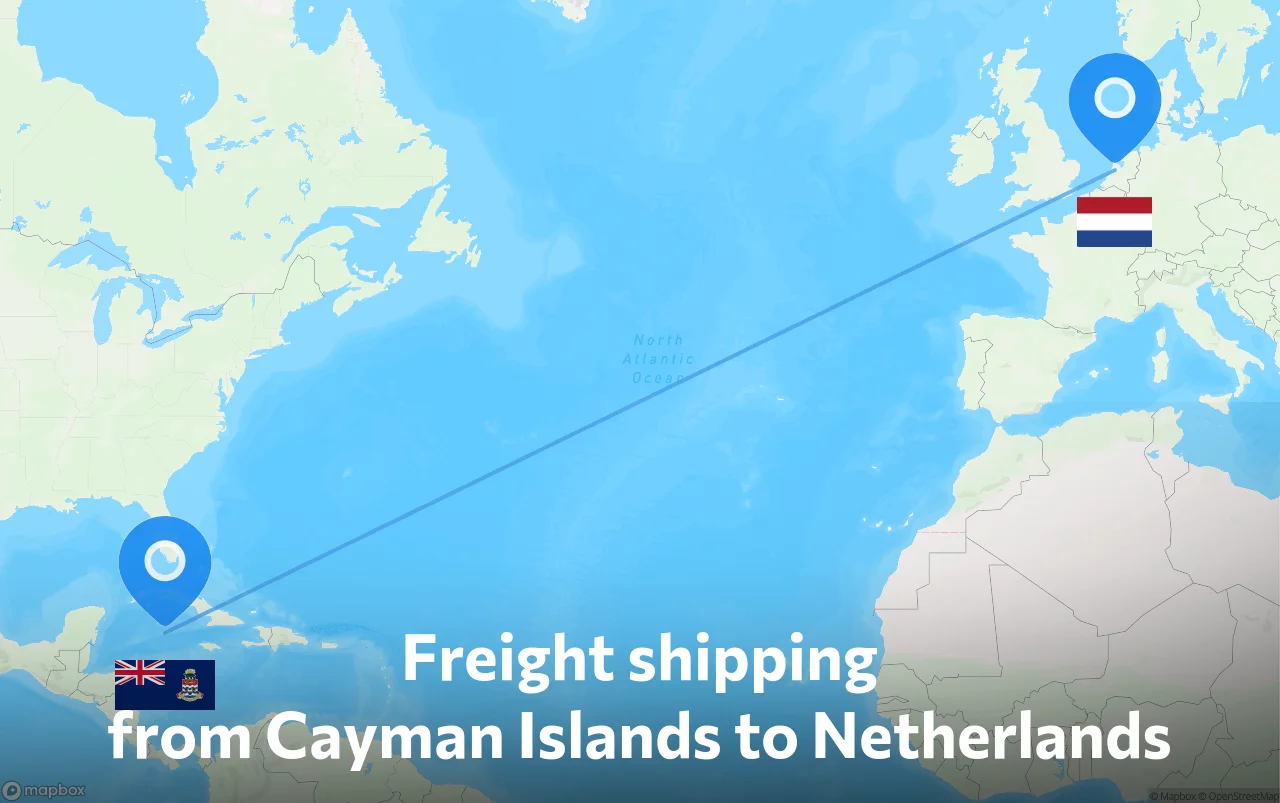 Shipping route from Cayman Islands to Netherlands