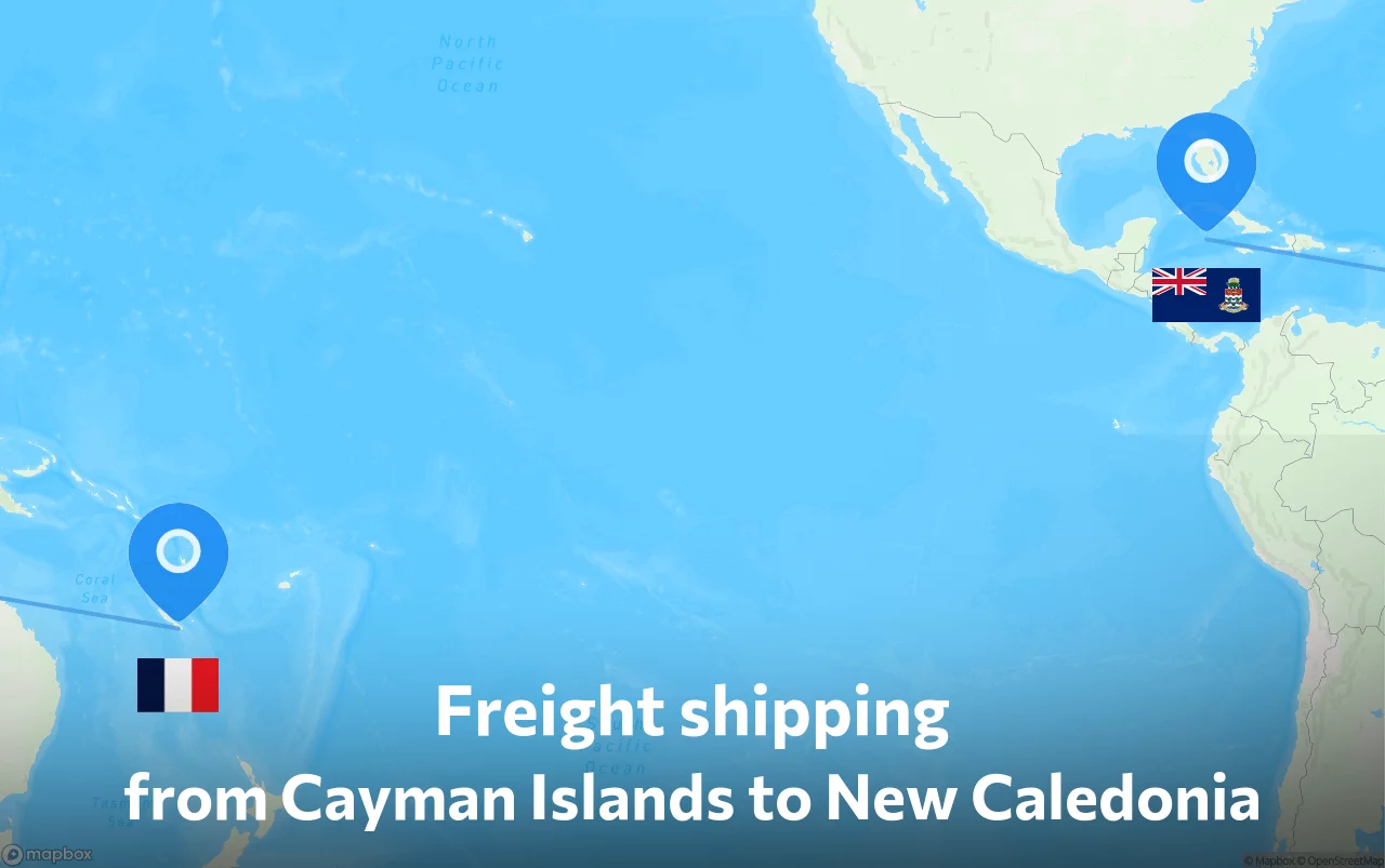 Shipping route from Cayman Islands to New Caledonia