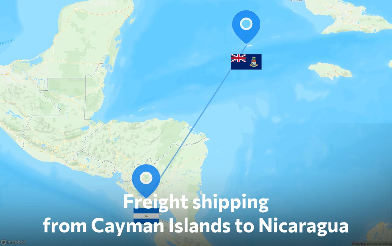 Shipping route from Cayman Islands to Nicaragua