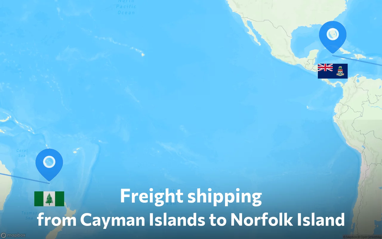Shipping route from Cayman Islands to Norfolk Island