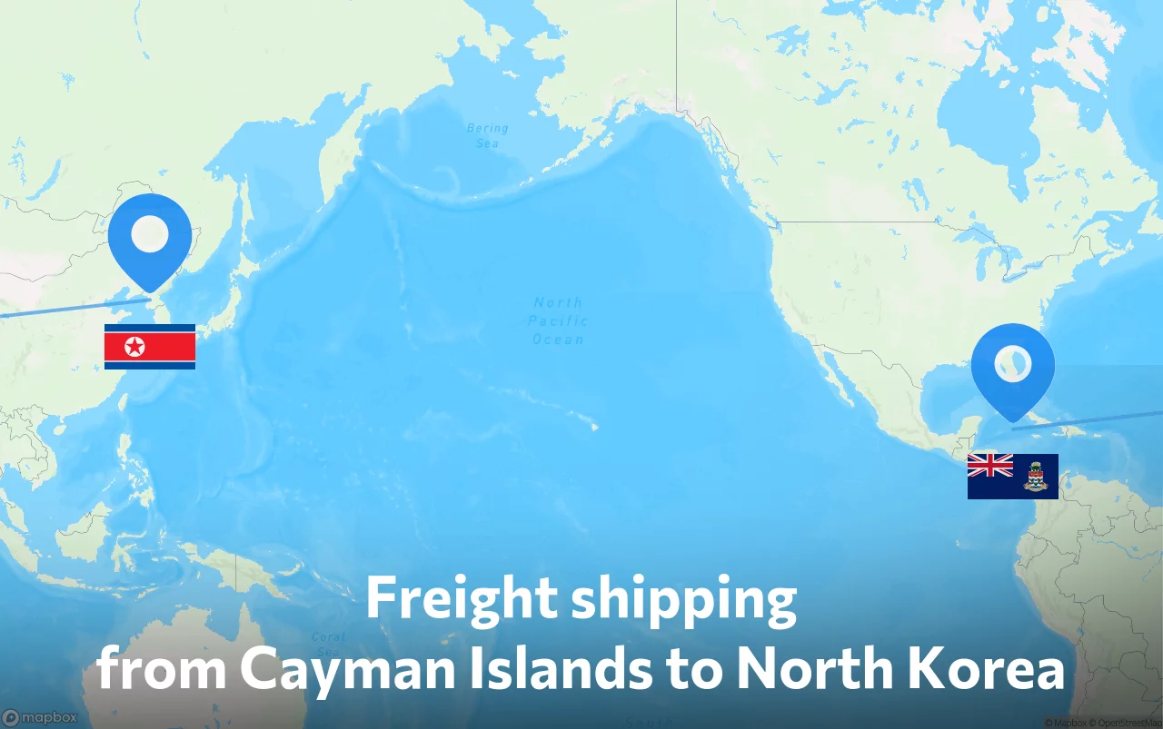 Shipping route from Cayman Islands to North Korea