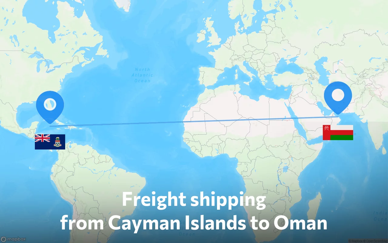 Shipping route from Cayman Islands to Oman