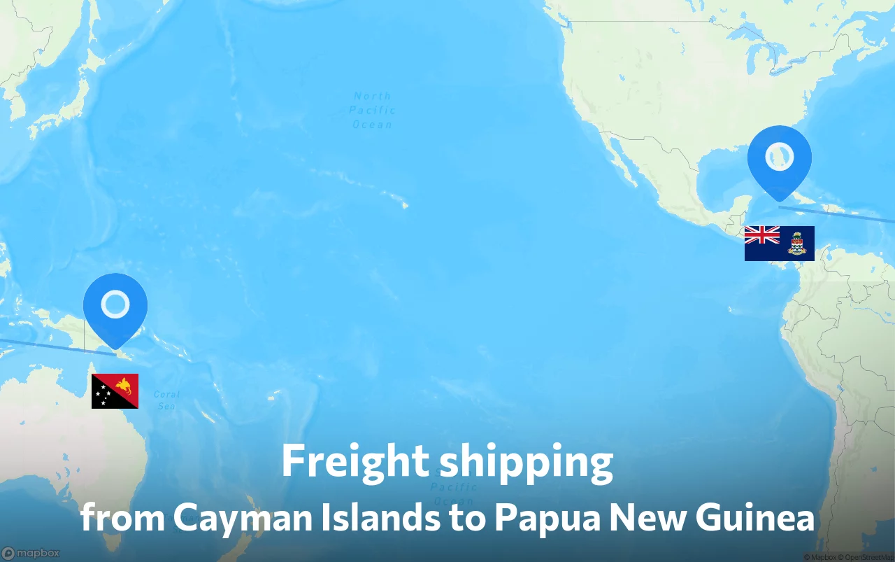 Shipping route from Cayman Islands to Papua New Guinea