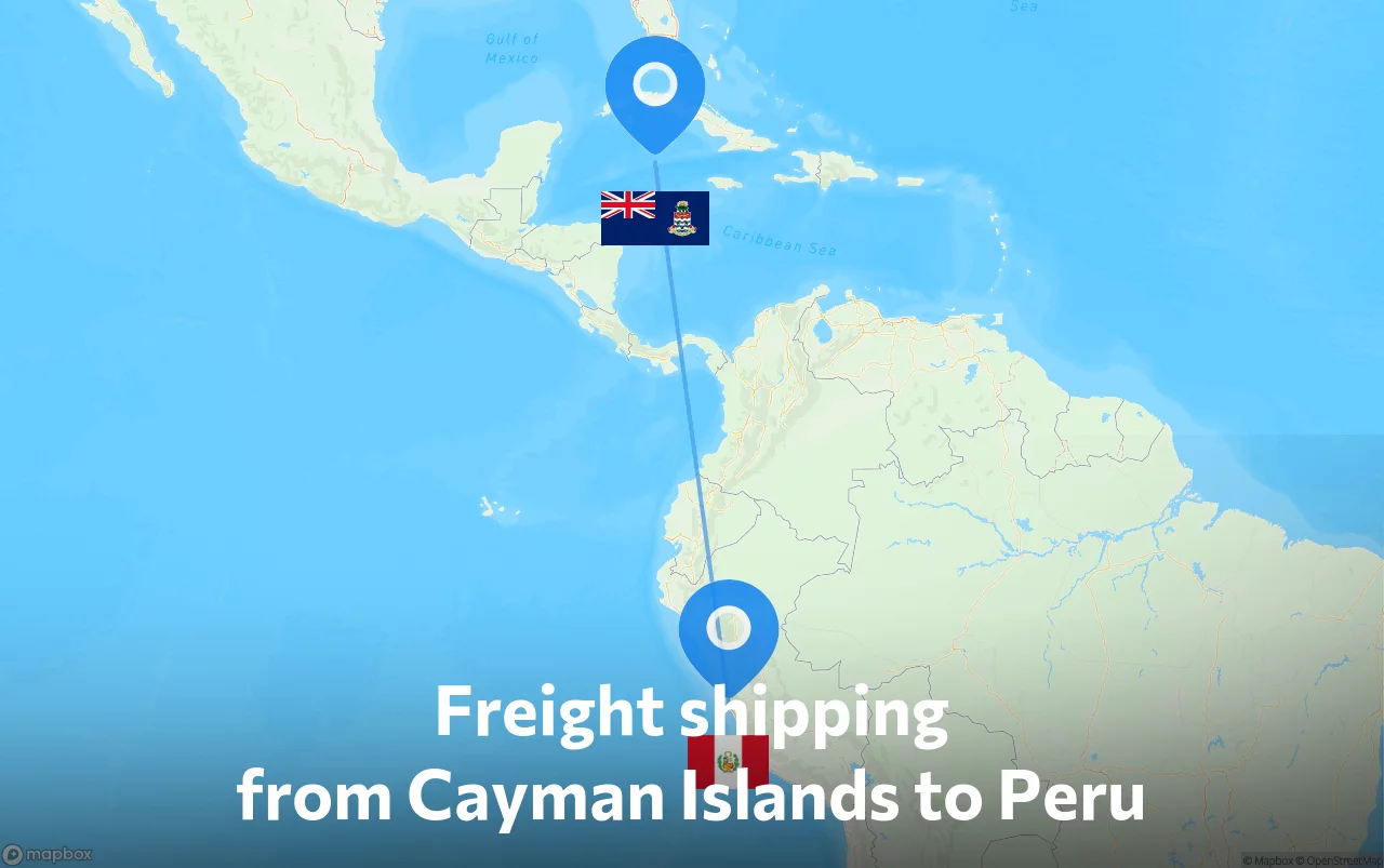 Shipping route from Cayman Islands to Peru