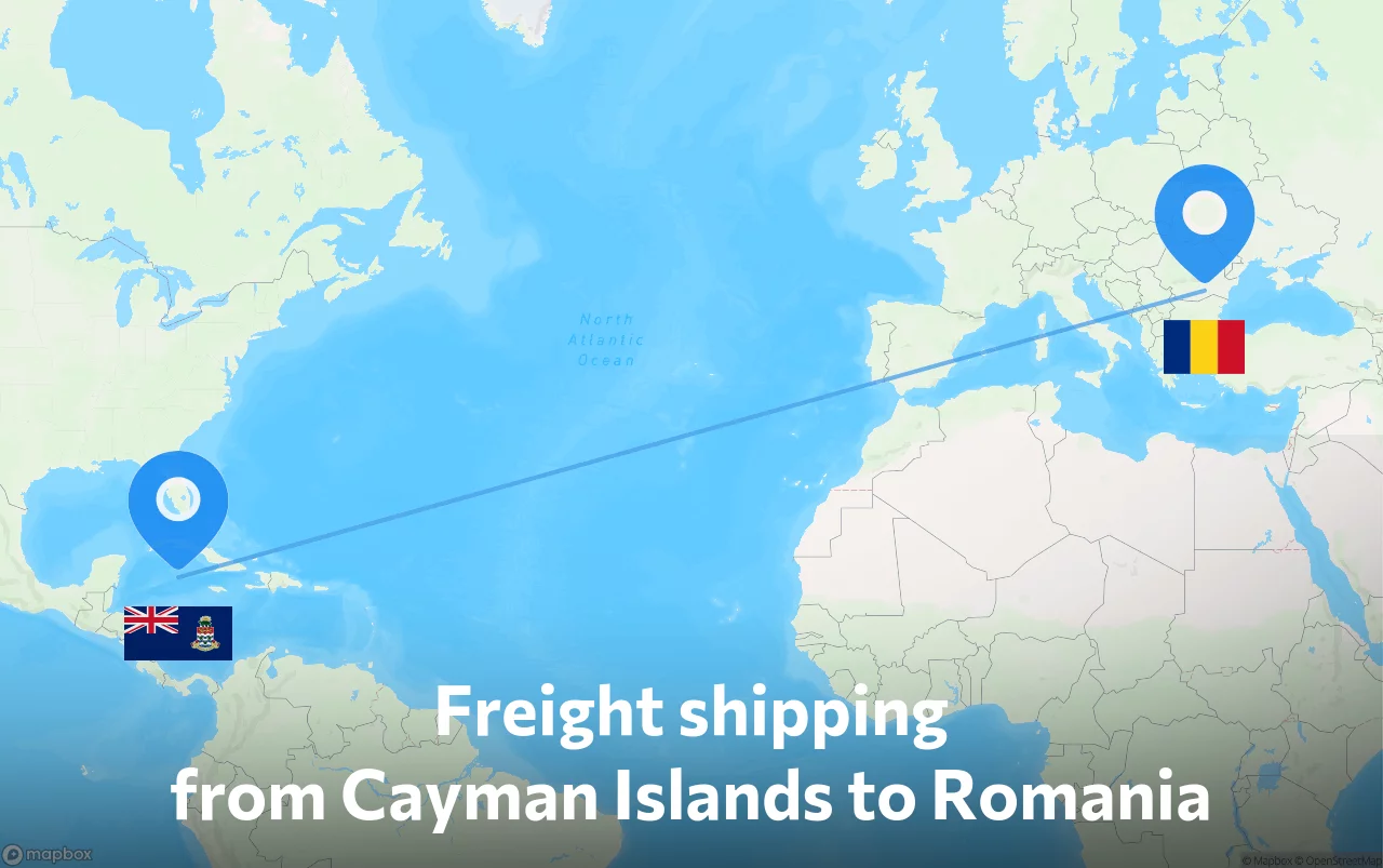 Shipping route from Cayman Islands to Romania