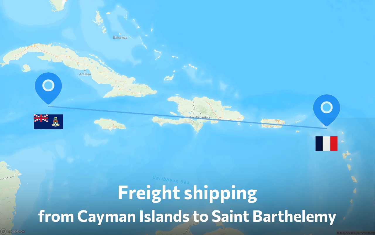 Shipping route from Cayman Islands to Saint Barthelemy