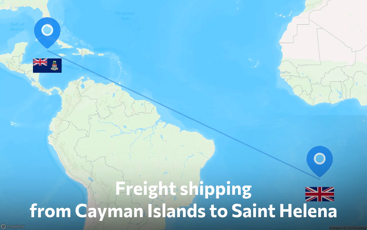 Shipping route from Cayman Islands to Saint Helena