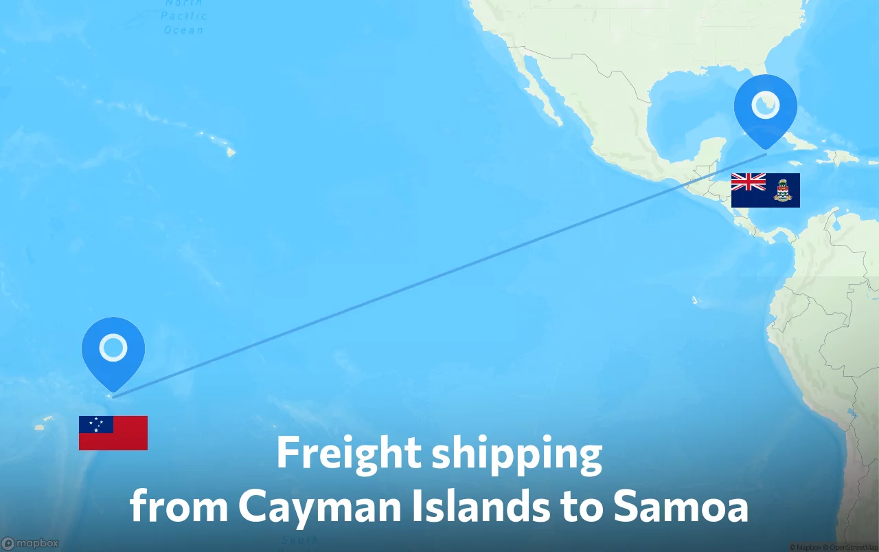 Shipping route from Cayman Islands to Samoa
