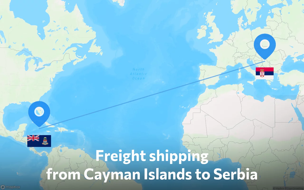 Shipping route from Cayman Islands to Serbia